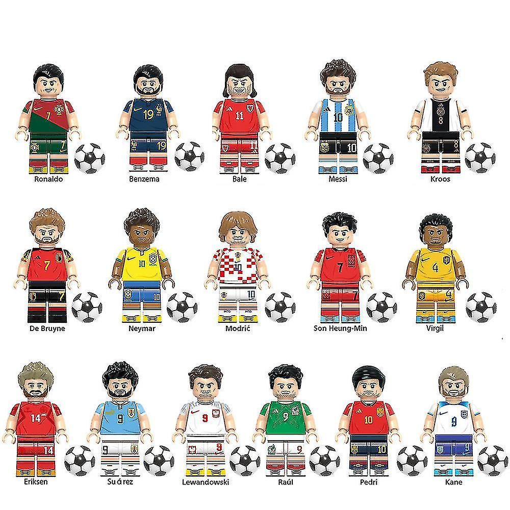 Zhenv 16pcs 4.5cm World Cup Football Soccer Players Figures Building Blocks Set For Children Fans Toy Gifts Ahz608