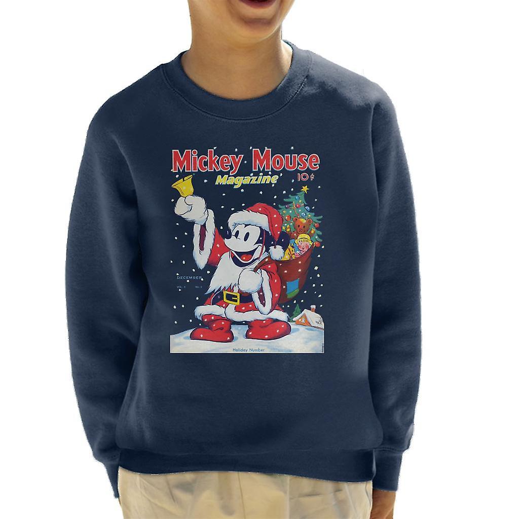 Disney Christmas Mickey Mouse Ringing Bell Kid's Sweatshirt Navy Blue Small (5-6 yrs)