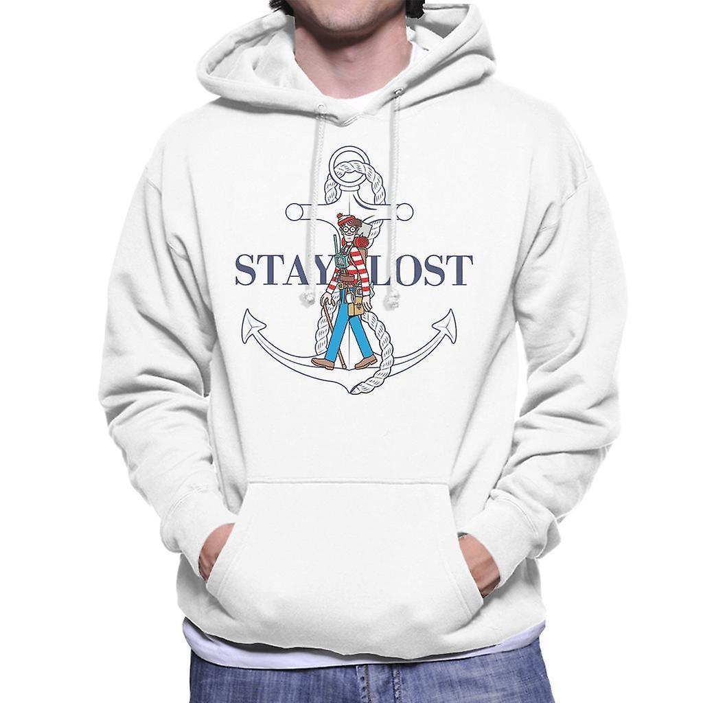 Wheres Wally Where's Wally Stay Lost Men's Hooded Sweatshirt White Medium