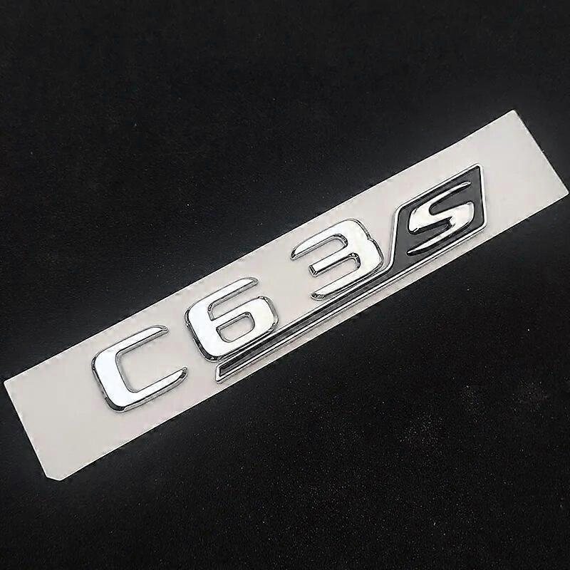 Hikig 3D ABS Chrome Black Logo C63S Emblem Letters Sticker Nameplate Car Rear Trunk Badge For Mercedes C63 S AMG W205 Accessories