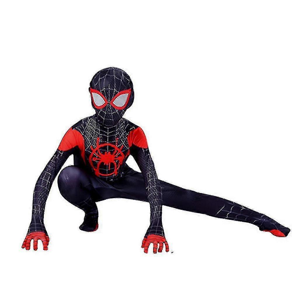 Lequeen 3-12 Years Kids Spider-man: Miles Morales Cosplay Costume Jumpsuit 190CM