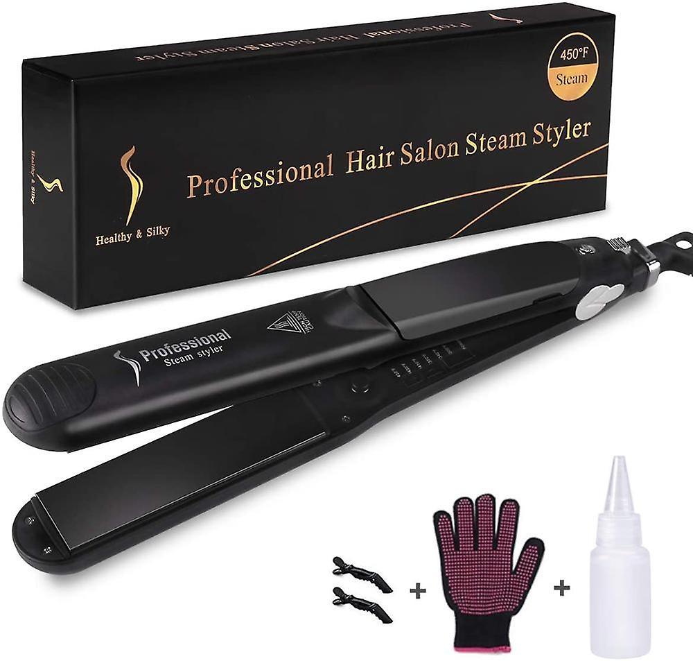 Yosicl Professional Steam Hair Straightener 2 In 1 Ceramic Vapor Hair Iron Salon Straightening Curling Styling Tool B AU