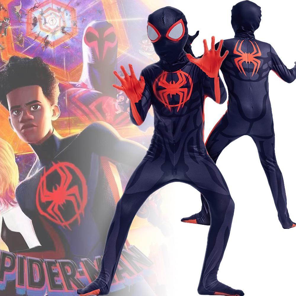 Bestdaily 2023 Spider-man: Across The Spider-verse Costume For Kids Boys Cosplay Miles Morales Spiderman Jumpsuit Halloween Party Fancy Dress Up 8-...