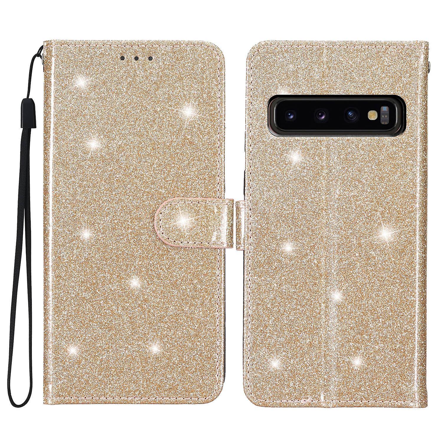 Gangxun Case For Samsung Galaxy S10 Luxury Bling Pu Leather With Card Holder Flip Wallet Cover Compatible With Samsung Galaxy S10 Gold