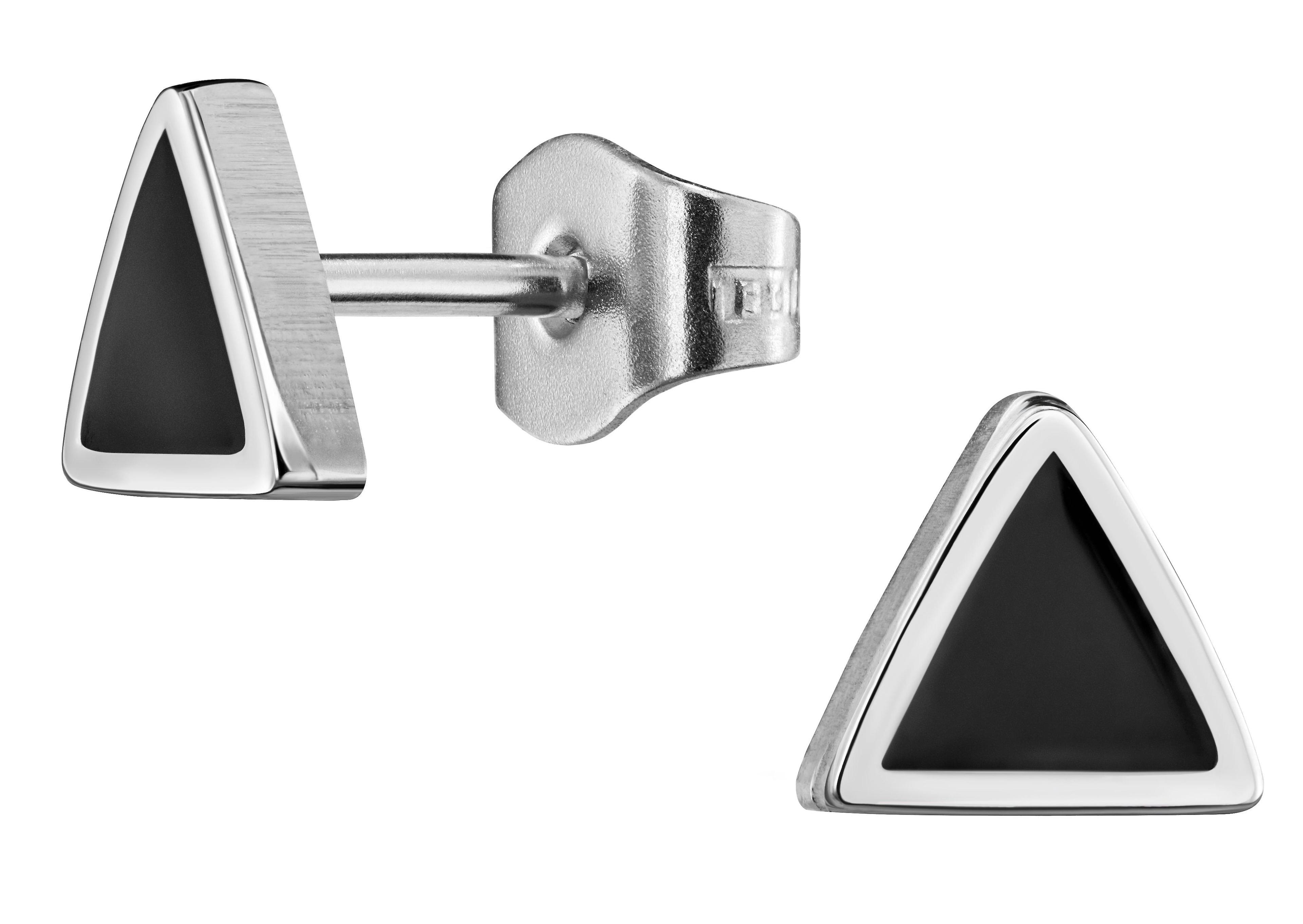 Traveller Earrings - Men - Made in Germany - Stainless steel - Black & Silver - Triangle 7 mm - Durable - 171003