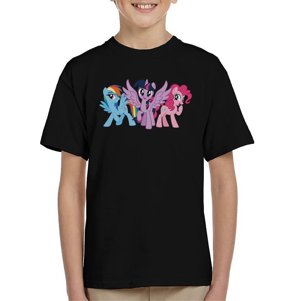 My Little Pony Main Characters Giggling Kid's T-Shirt Black Medium (7-8 yrs)