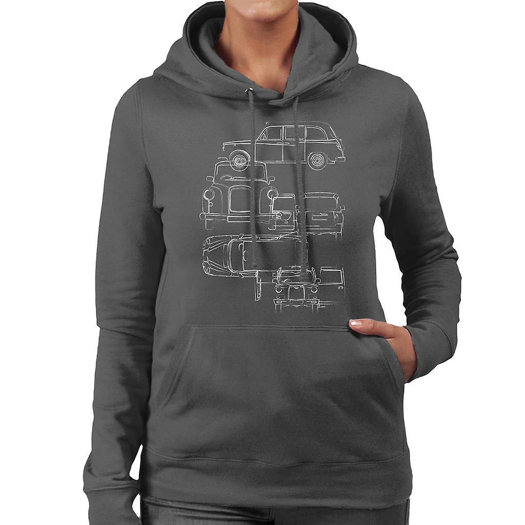 London Taxi Company Blueprint Women's Hooded Sweatshirt Charcoal Small