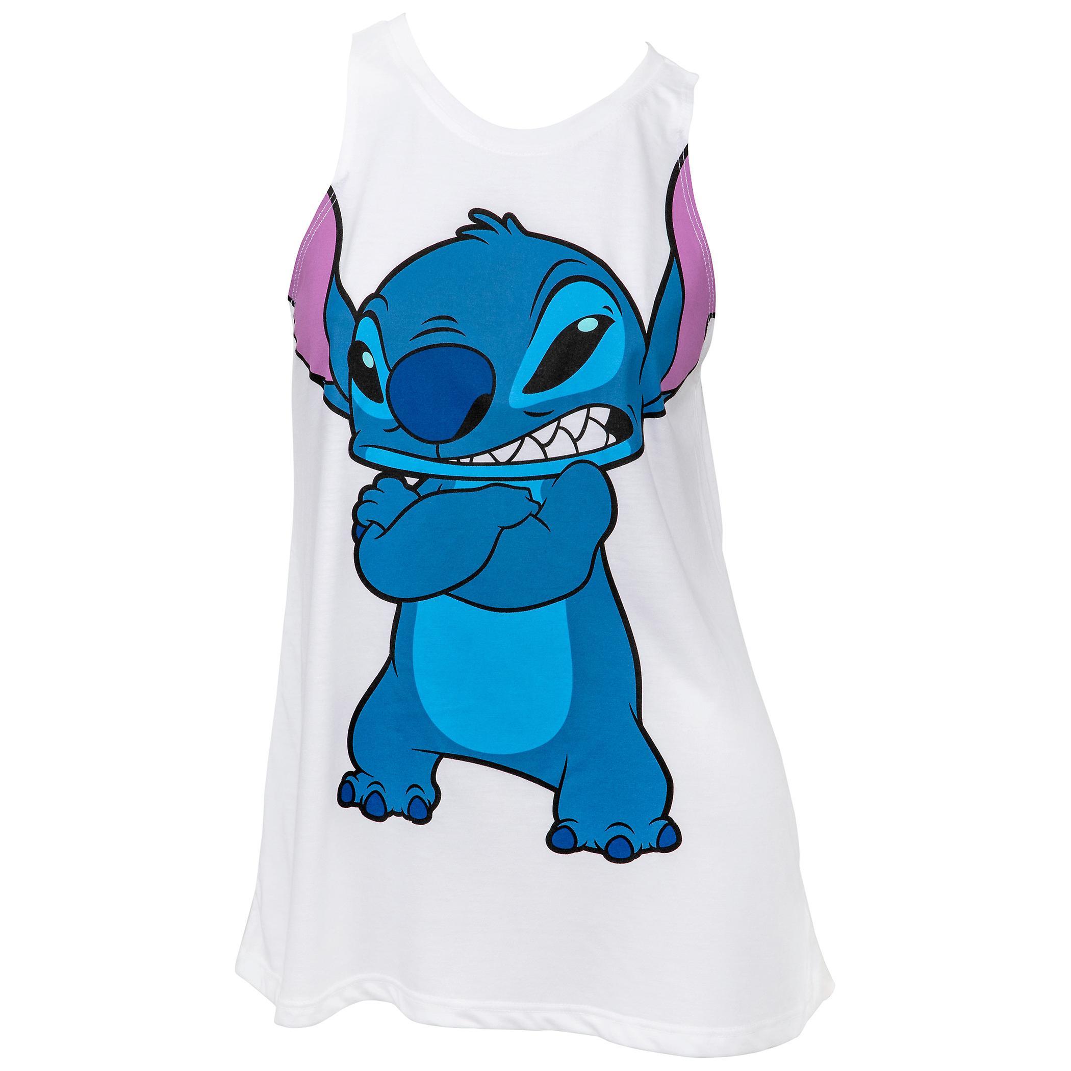 Cartoons Stitch Disney Character Juniors Tank Top White Small