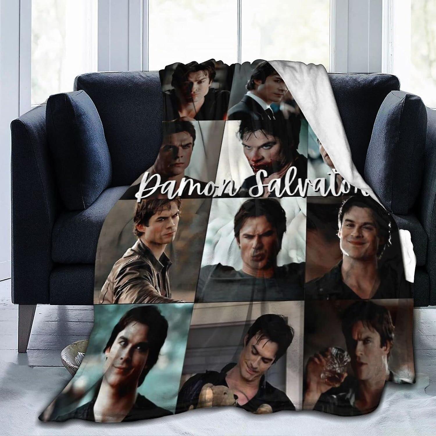 Kerota Ian Actor Somerhalder Fleece Blanket Damon Salvatore Throw Blanket Lightweight Super Soft Cozy Luxury Bed Blanket Microfiber 50x40in 125x100cm