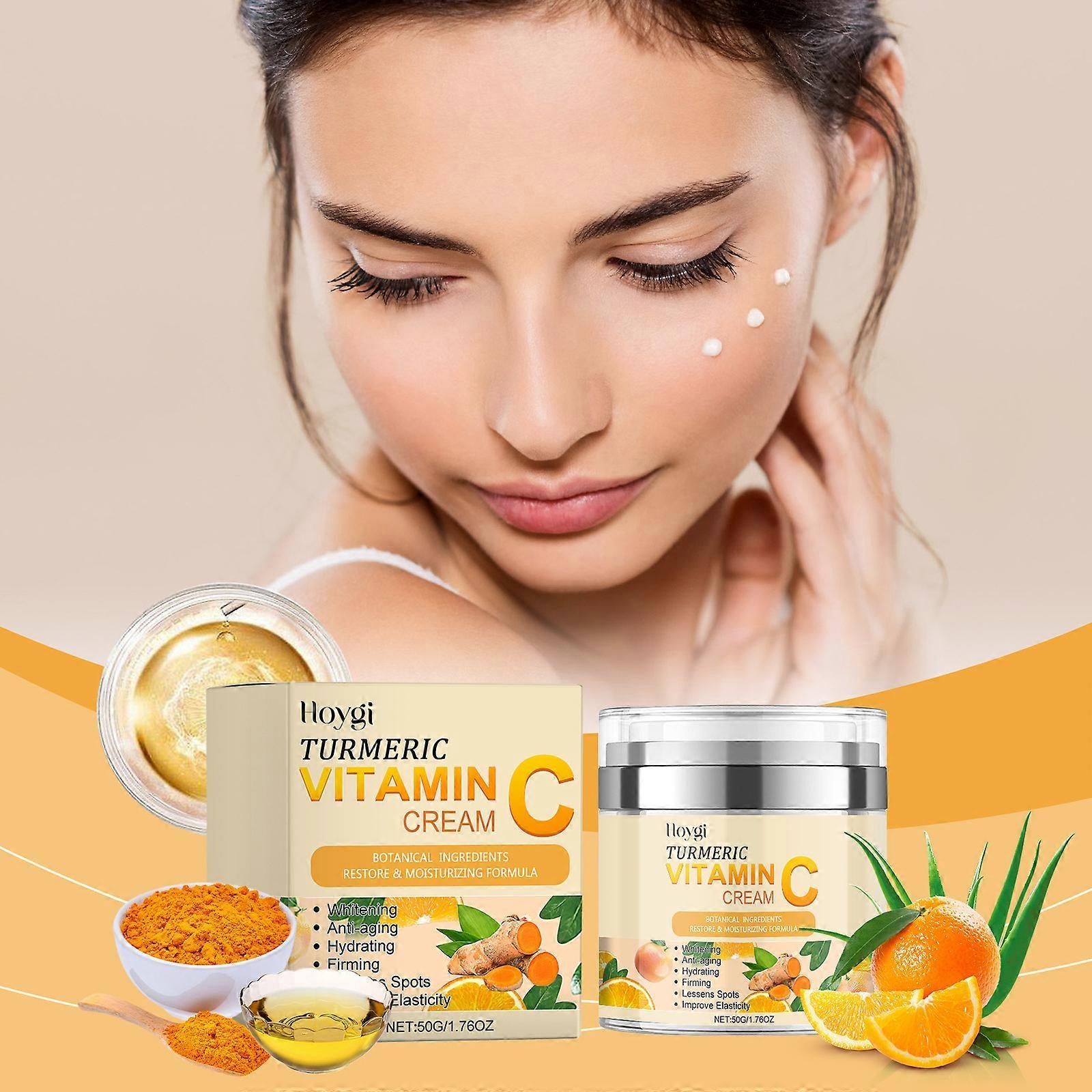 Unbrand Vitamin C Face Moisturizer, Turmeric Vitamin C Face Cream, Anti-aging Hydration Skin Brightening Cream for Dark Spots, Uneven Skin Tone 1Pcs