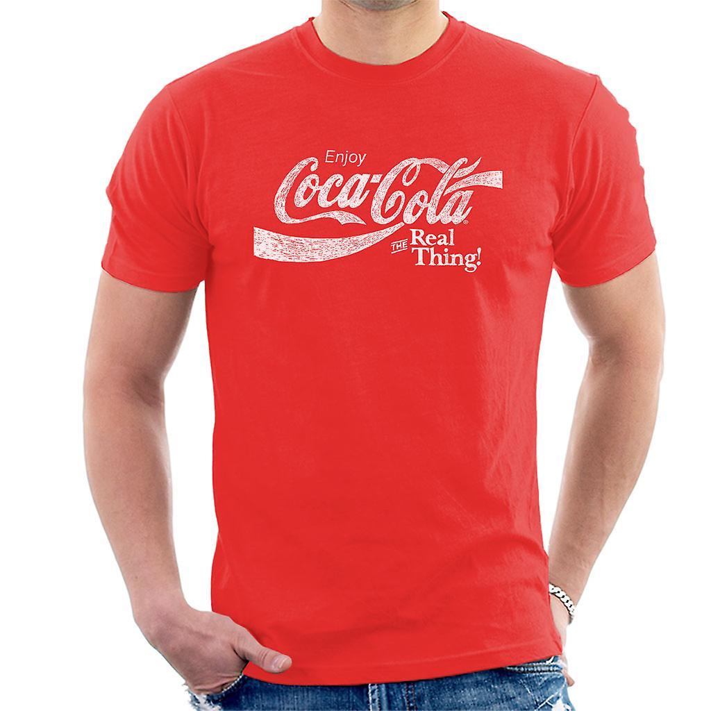 Coca-Cola Coca Cola The Real Thing White Text Men's T-Shirt Red Large