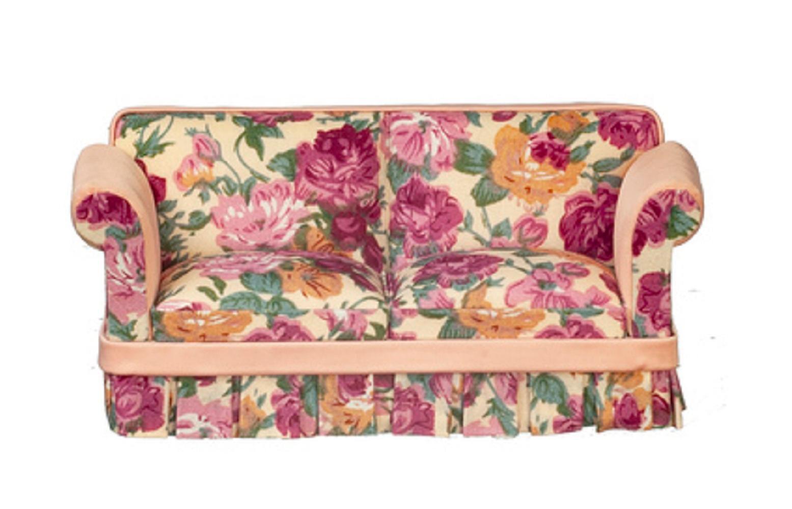 Melody Jane Dolls Houses Dolls House Pink Floral Country Sofa Setee Jbm Miniature Living Room Furniture