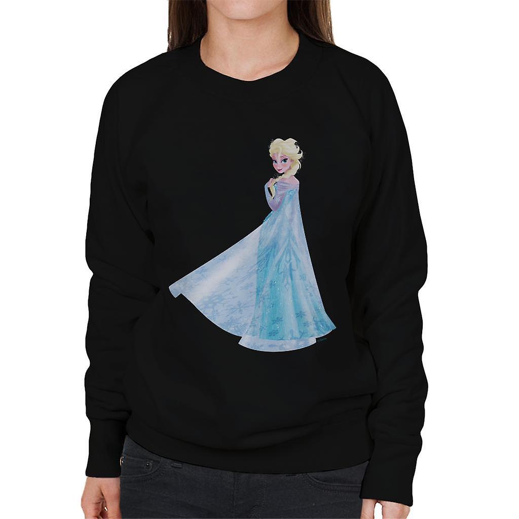 Disney Frozen Elsa Looking From Behind Women's Sweatshirt Black X-Large