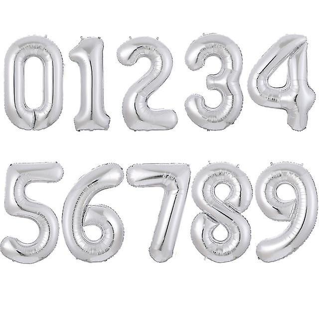 Slowmoose Aluminium Foil, Number Balloons For Birthday, Wedding, Engagement Party Silver 16inch / 1