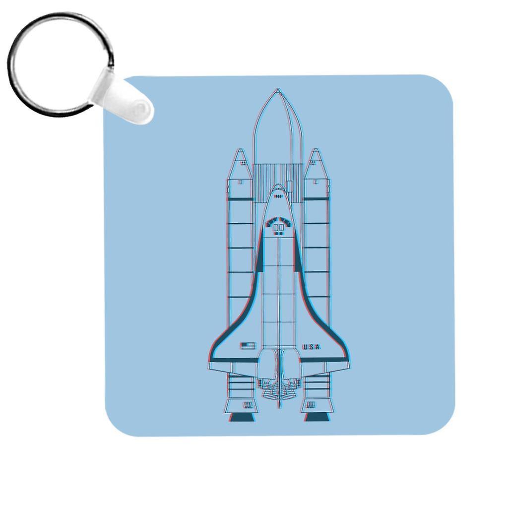 NASA Space Shuttle Enterprise 3D Effect Keyring Sky Blue 5cm x 5cm