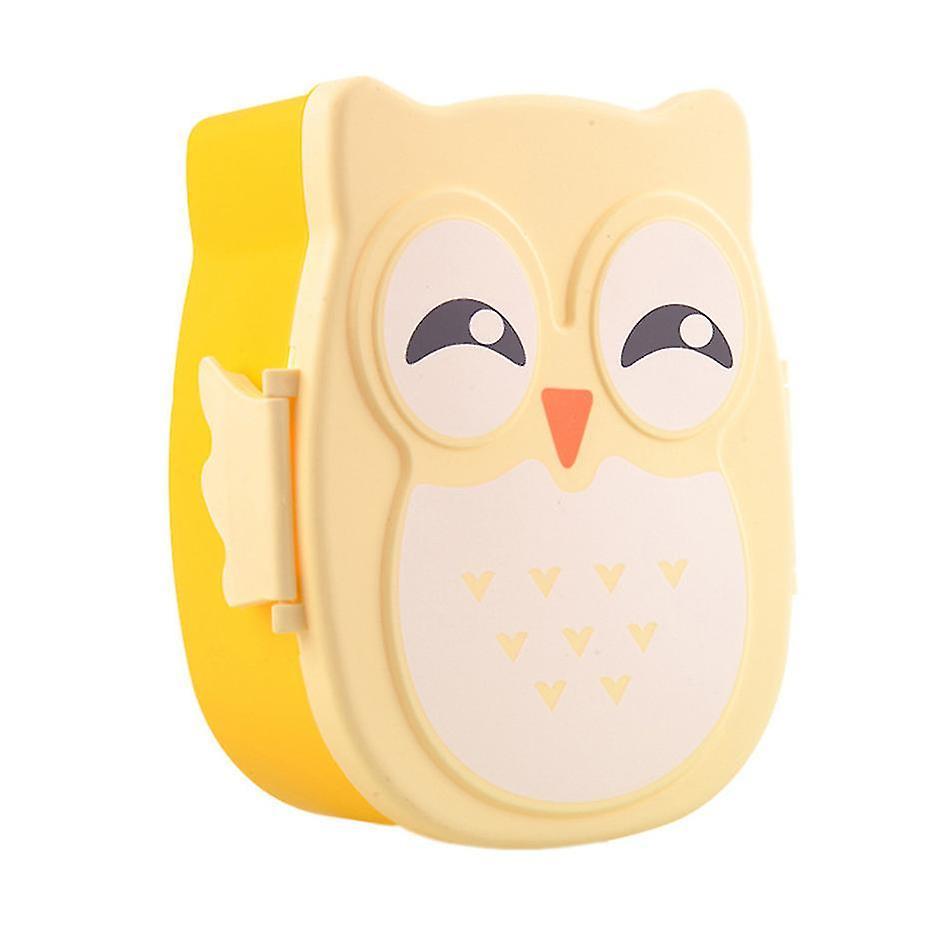 Tianzun Lunch Box,bento Box Kids Lunch Box,plastic Portable Cartoon Owl Lunch Box Food Safe Microwave Storage Container,1pc yellow