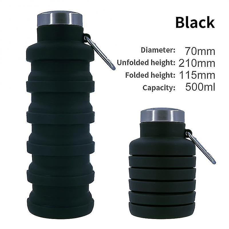 Tianzun Collapsible Water Bottles, Reusable Silicone Foldable Water Bottles Portable Travel Leak Proof Water Bottle Black