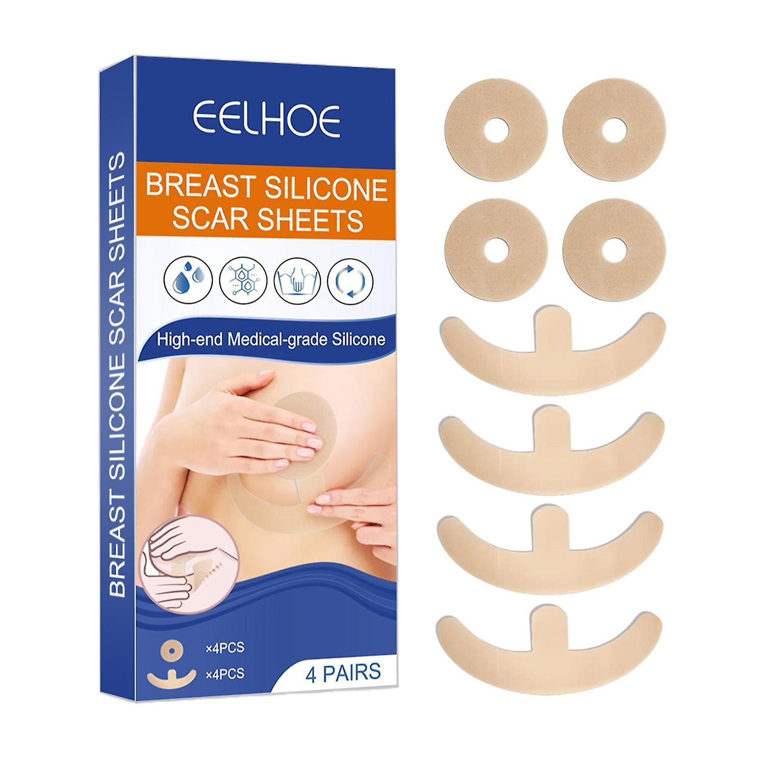 EELHOE 4 Pairs Breast Silicone Scar Sheets Safety Mild Reduce Flatten Dilute Soften Scars Hypoallerg