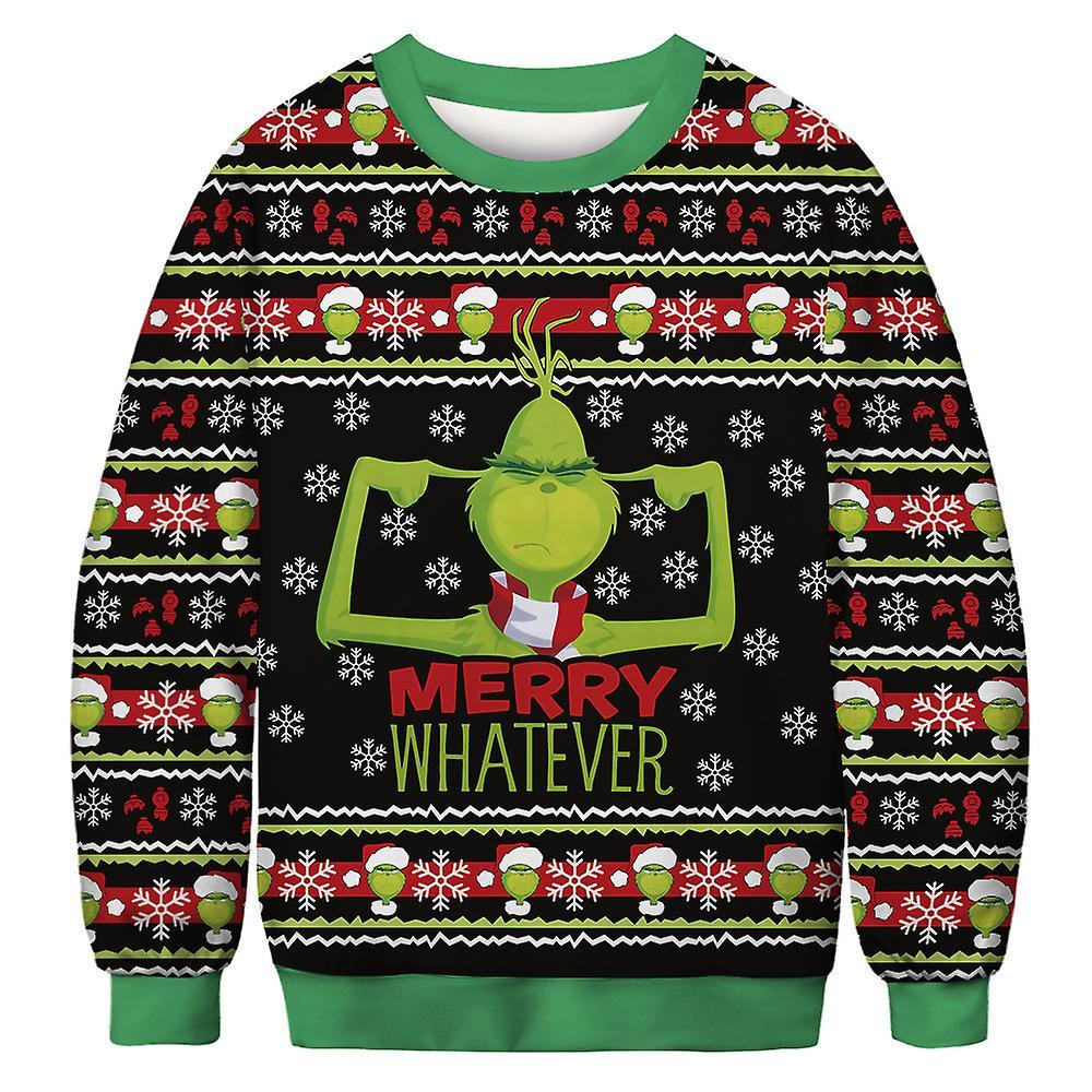 Bestdaily Unisex Womens Mens The Grinch Christmas Sweatshirt Jumper Xmas Couple Ugly Sweater Tops Costume A L