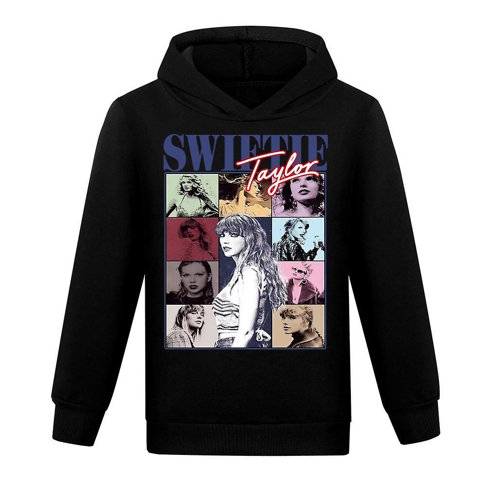 Shinestar Pop Taylor Swiftie Hoodie Hooded Sweatshirt Kids Boys Girls Long Sleeve Pullover Jumper Casual Tops Xmas Gift Black 13-14 Years