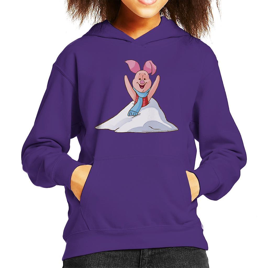 Disney Christmas Piglet In The Snow Kid's Hooded Sweatshirt Purple Small (5-6 yrs)