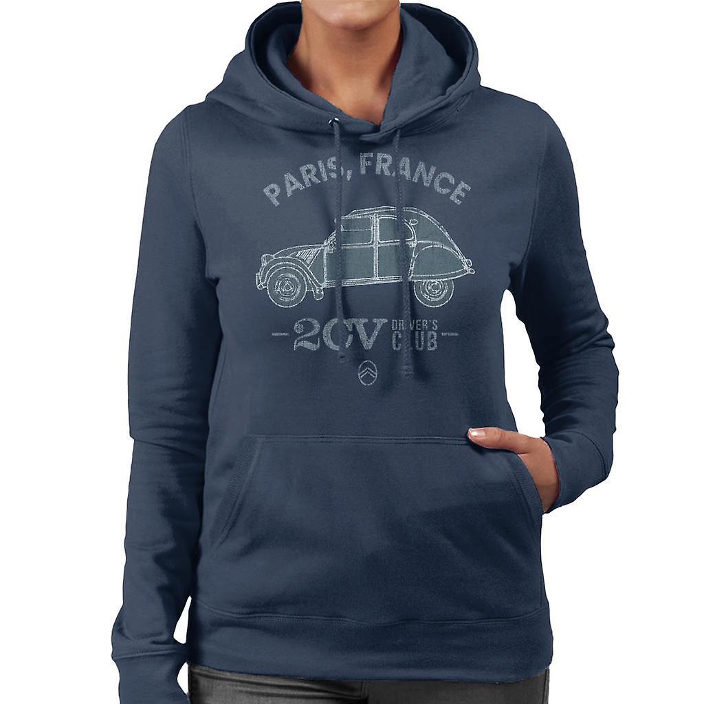 Citro�n Citroen 2CV Drivers Club Paris France Women's Hooded Sweatshirt Navy Blue XX-Large