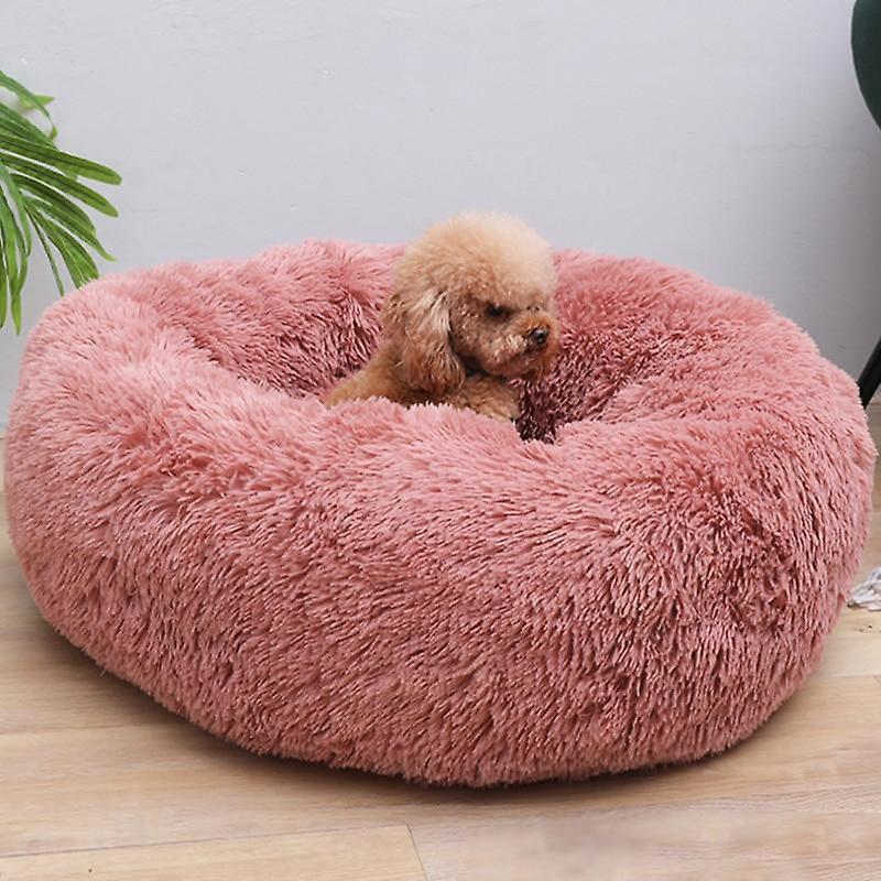 Slowmoose Soft Plush Dog Bed - Round Shape Sleeping Bag, Winter Warm Beds Lite Brwon M Diameter 60cm