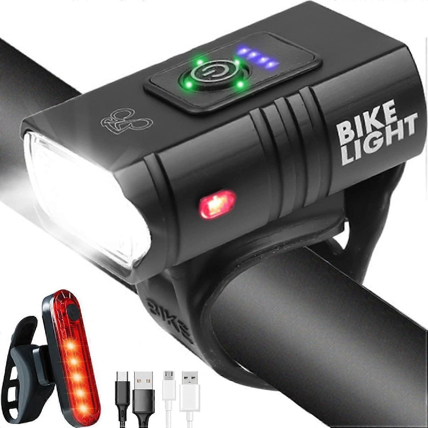 Ubiuo Bike Light, High Lumens Super Bright Bicycle Light, 6+4 Modes USB Rechargeable Bike Headlight & Tail Light Set, Waterproof Safety Bike Front ...