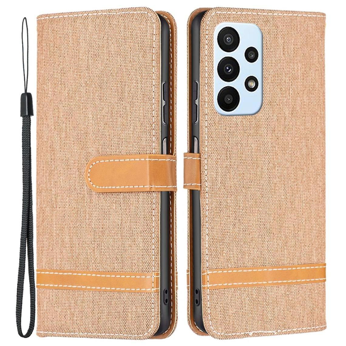 Sitabo Denim Texture Pu Case, Magnetic Clasp With Brown Support For Your Samsung Galaxy A23 5g