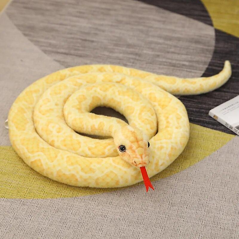 Roobeki 2M/3M Real Life Snake Plush Toy Giant Piebald Snake Stuffed Long Snake Plush Brown Yellow Green Creative Decor Gift for Children 300cm