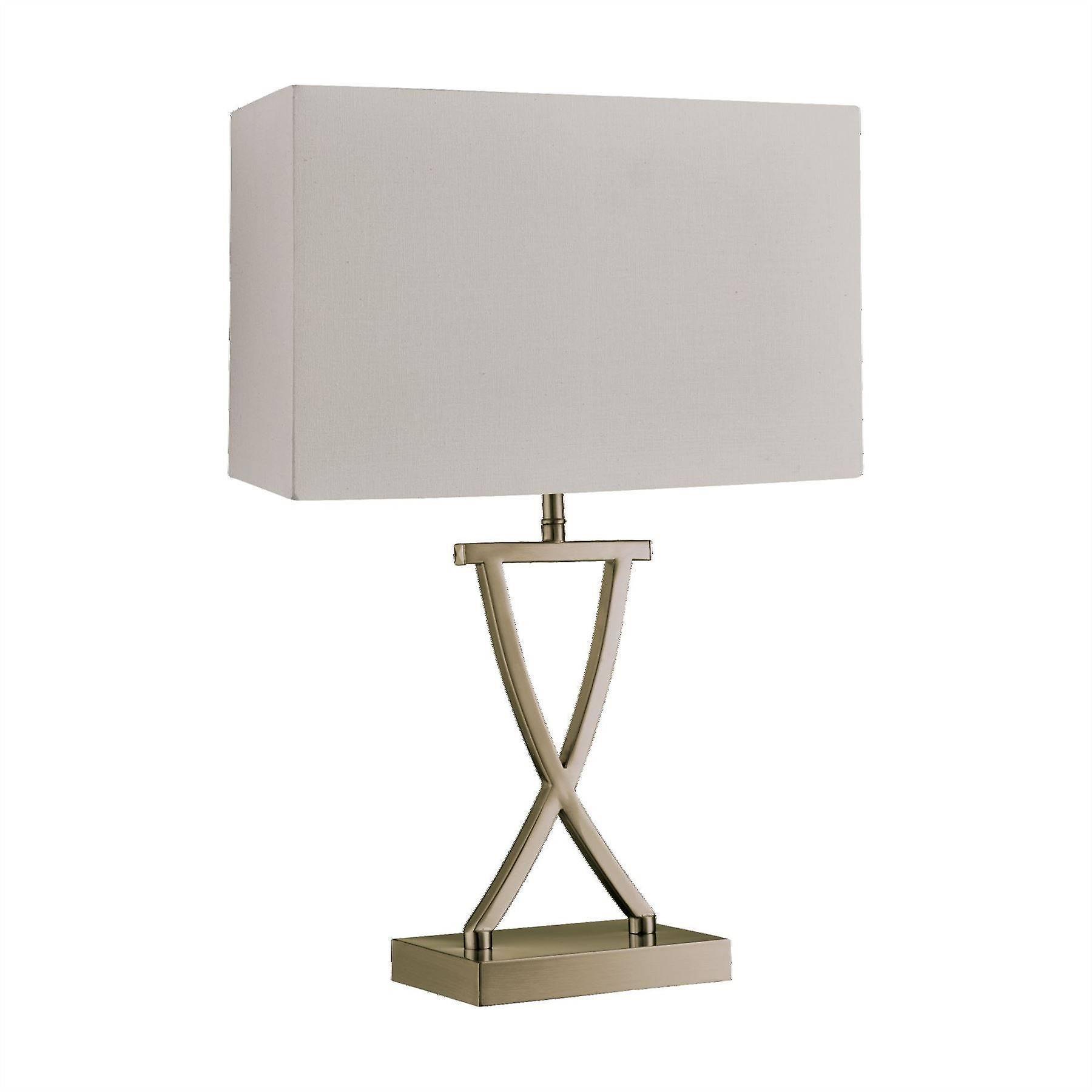 Searchlight Lighting Club 1 Light Table Lamp Antique Brass, Cream Shade, E14