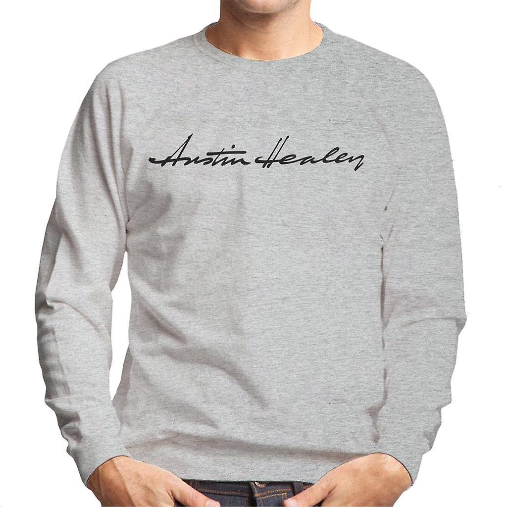 Austin Healey Handwriting Logo British Motor Heritage Men's Sweatshirt Heather Grey Medium