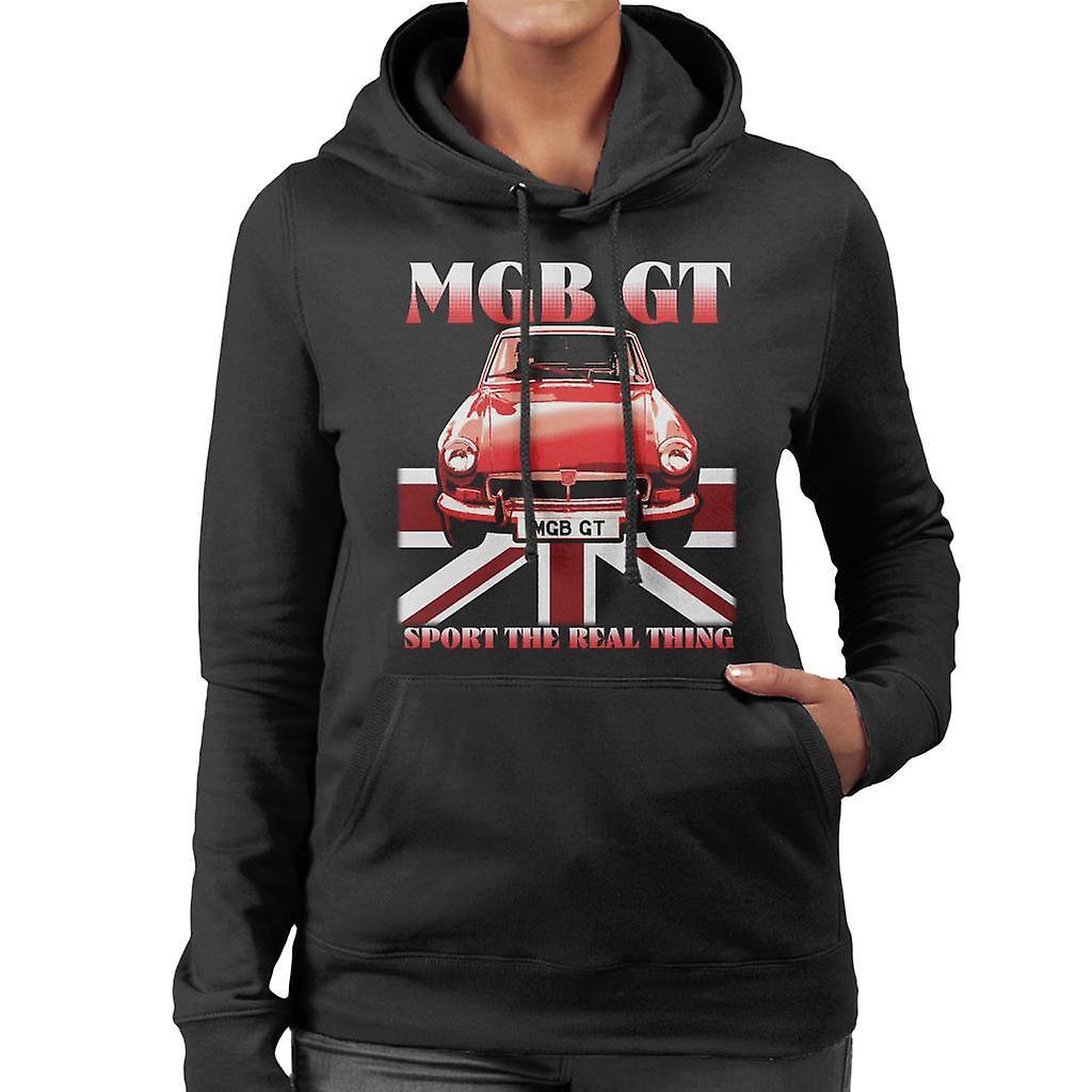 MG GT Sport The Real Thing British Motor Heritage Women's Hooded Sweatshirt Black Small