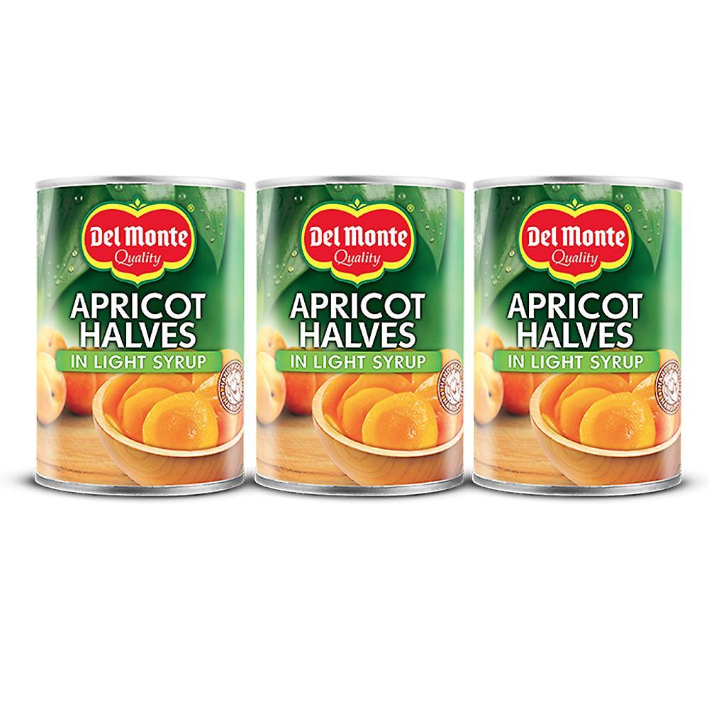 Del Monte 3 x 420g Apricot Halves In Light Syrup Dessert Fruit Cake Topping