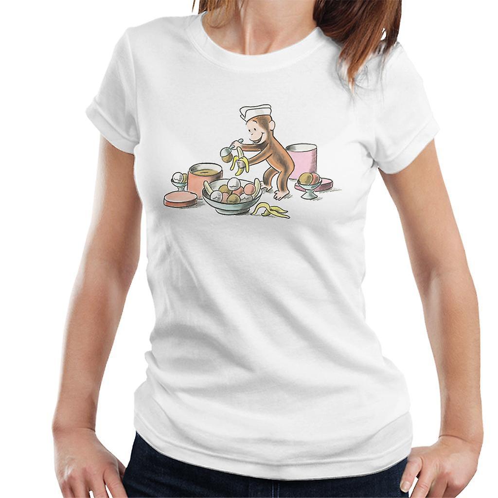 Curious George Ice Cream And Bananas Women's T-Shirt White XX-Large