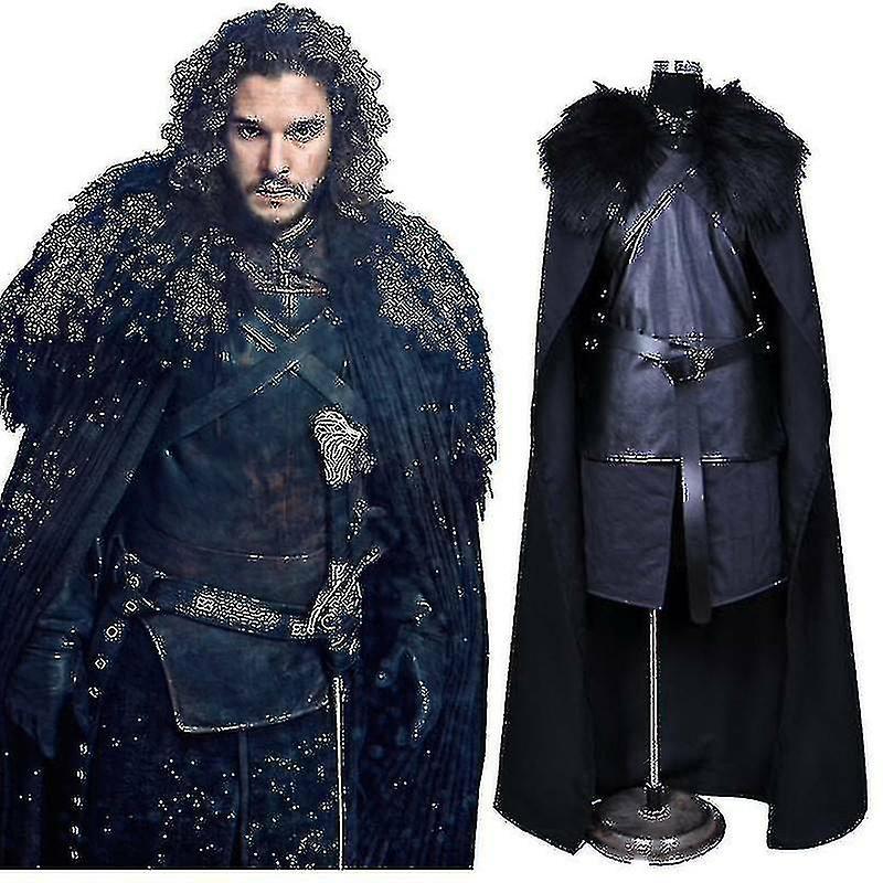 Cryin 2023-game Of Thrones Jon Snow Costume Men Fancy Dress Cape Set Party Outfit Q M