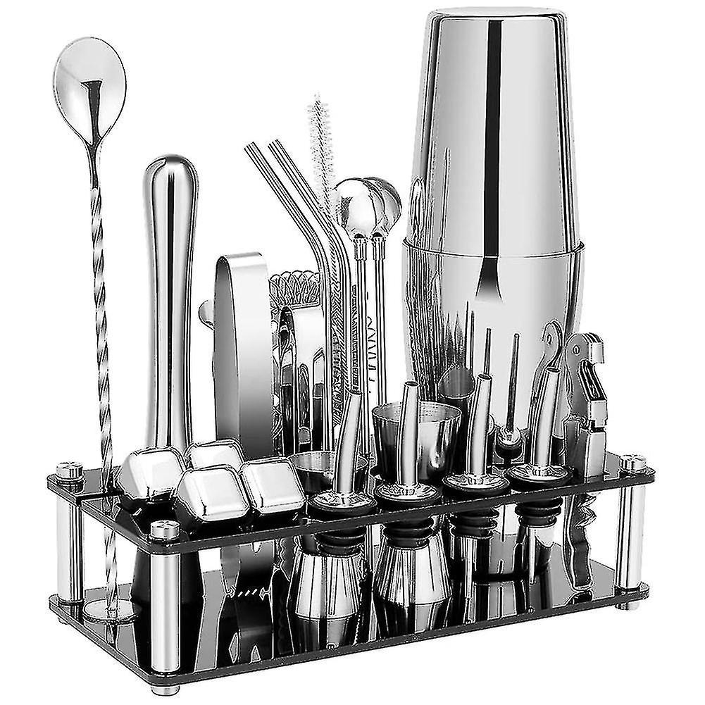 Seenlin Cocktail Shaker Set, Boston Stainless Steel Bartender Kit With Acrylic Stand & Cocktail Recipes Boo