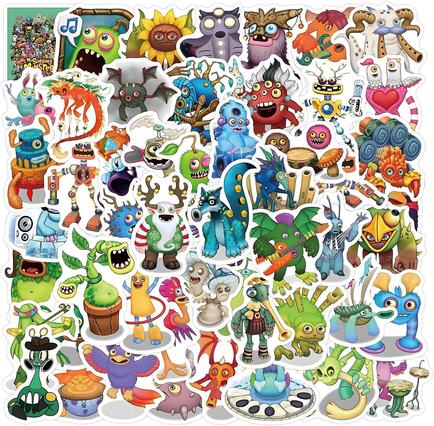 Ubiuo 60pcs My Singing Monster Stickers My Singing Monsters Toys Vinyl Waterproof Stickers For Laptop,bumper,skateboard,water Bottles,computer,phon...