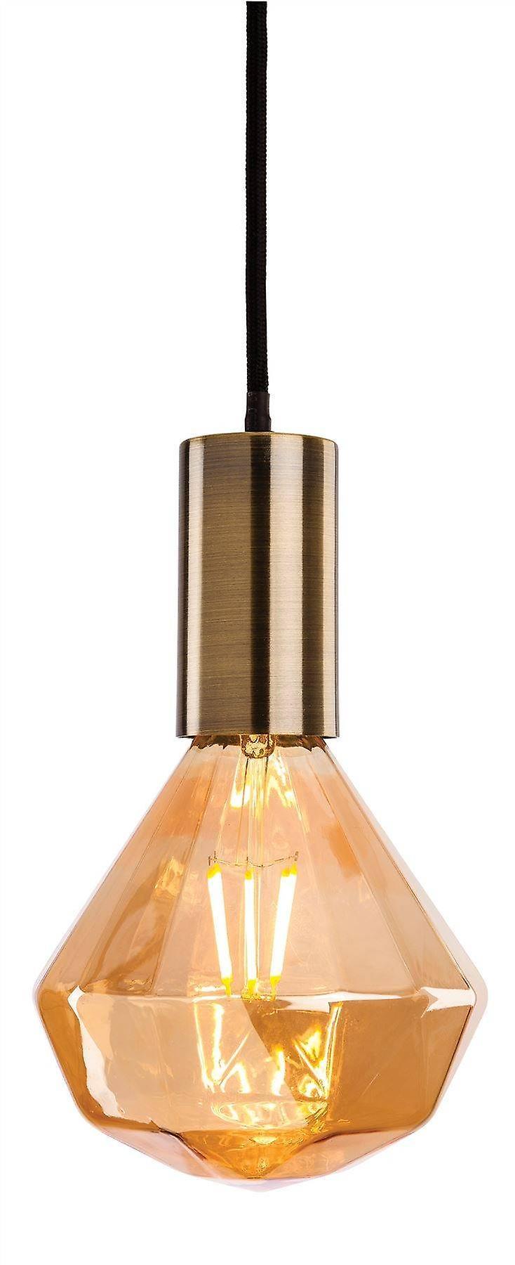 Firstlight Lighting Hudson 1 Light Ceiling Pendant Antique Brass, E27