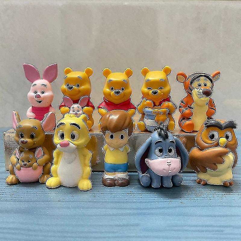 Bysion 10pcs/set Cartoon Winnie The Pooh Family Cute Action Figure Toy Winnie Pooh Piglet Owl Tiger Eeyore Figure Gifts For Girls Kids