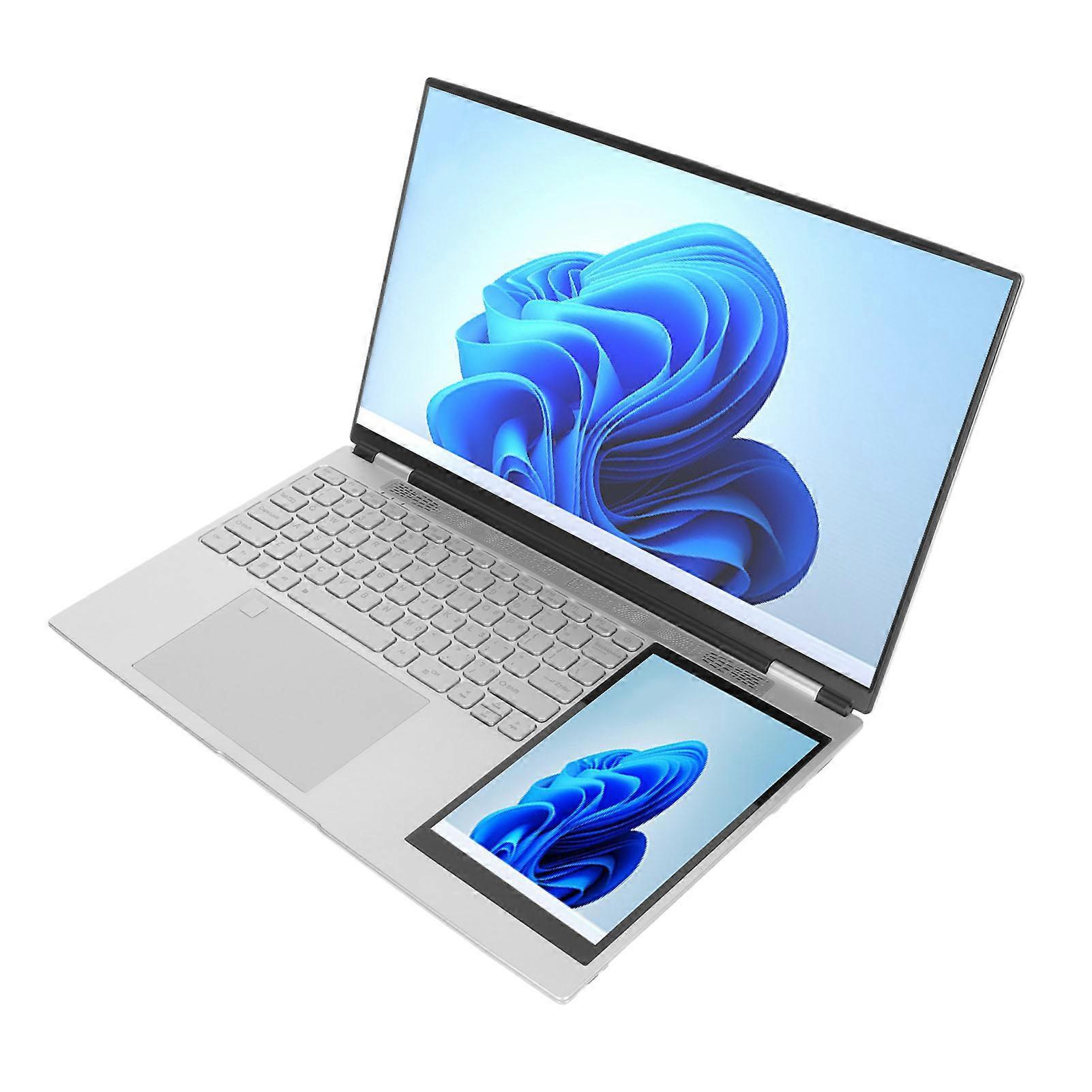 Aespa Double Screen Laptop 1920x1080 15.6 Inch IPS 1280x800 7 Inch IPS Touch Screen 16GB Fingerprint Unlock Laptop 100240V 16GB+128GB EU Plug