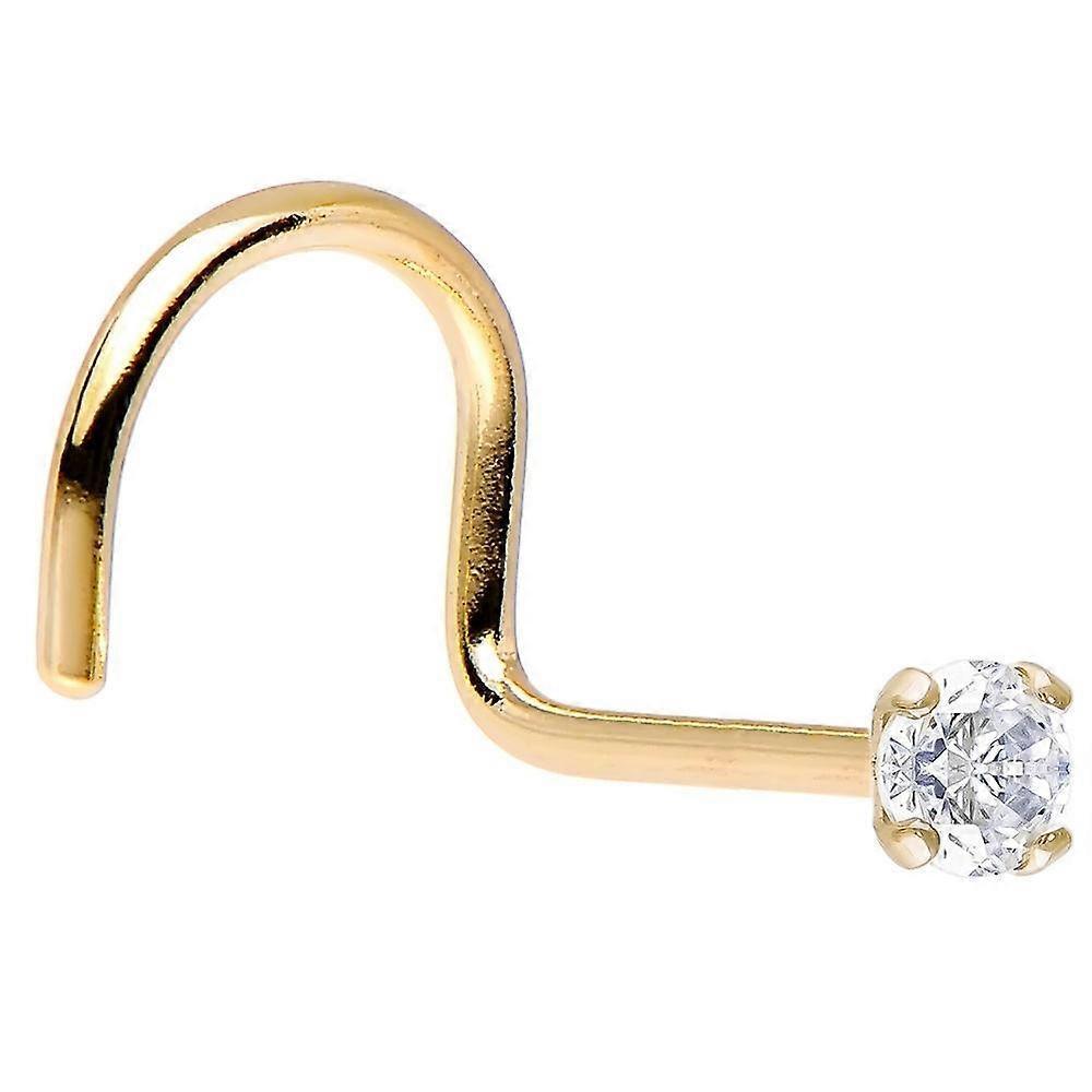 Aiducho Solid 14K Gold Nose Screw with Genuine Diamond