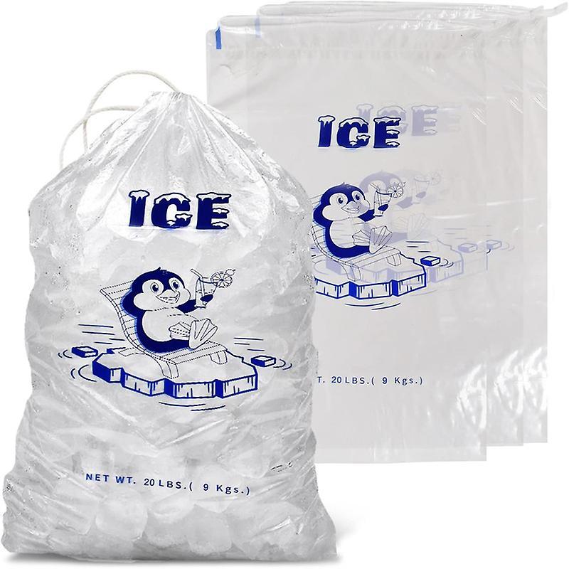 Vobobe 10Pcs Ice Bags with Durable Drawstring Closure Refillable Ice Storage Bags for BBQs Camping Food Stalls 20 Lb.