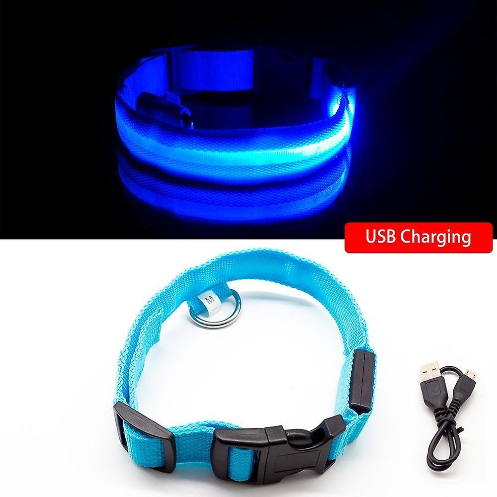 GreenZech Usb charging dog collar anti-lost/avoid car accident for puppies Blue Xl neck 52-60 cm