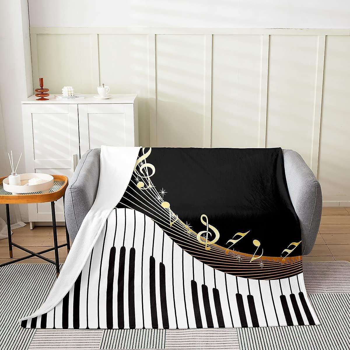 Kerota Piano Fleece Throw Blanket ,All Season Classic Music Bed Blanket Musical Popstar Party Fuzzy Blanket For Bed Sofa ,Bedroom Plush Blanket Dou...