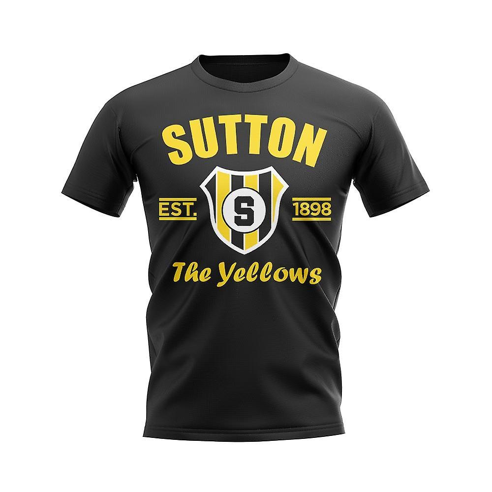 UKSoccerShop Sutton Established Football T-Shirt (Black) LB (9-11 Years)