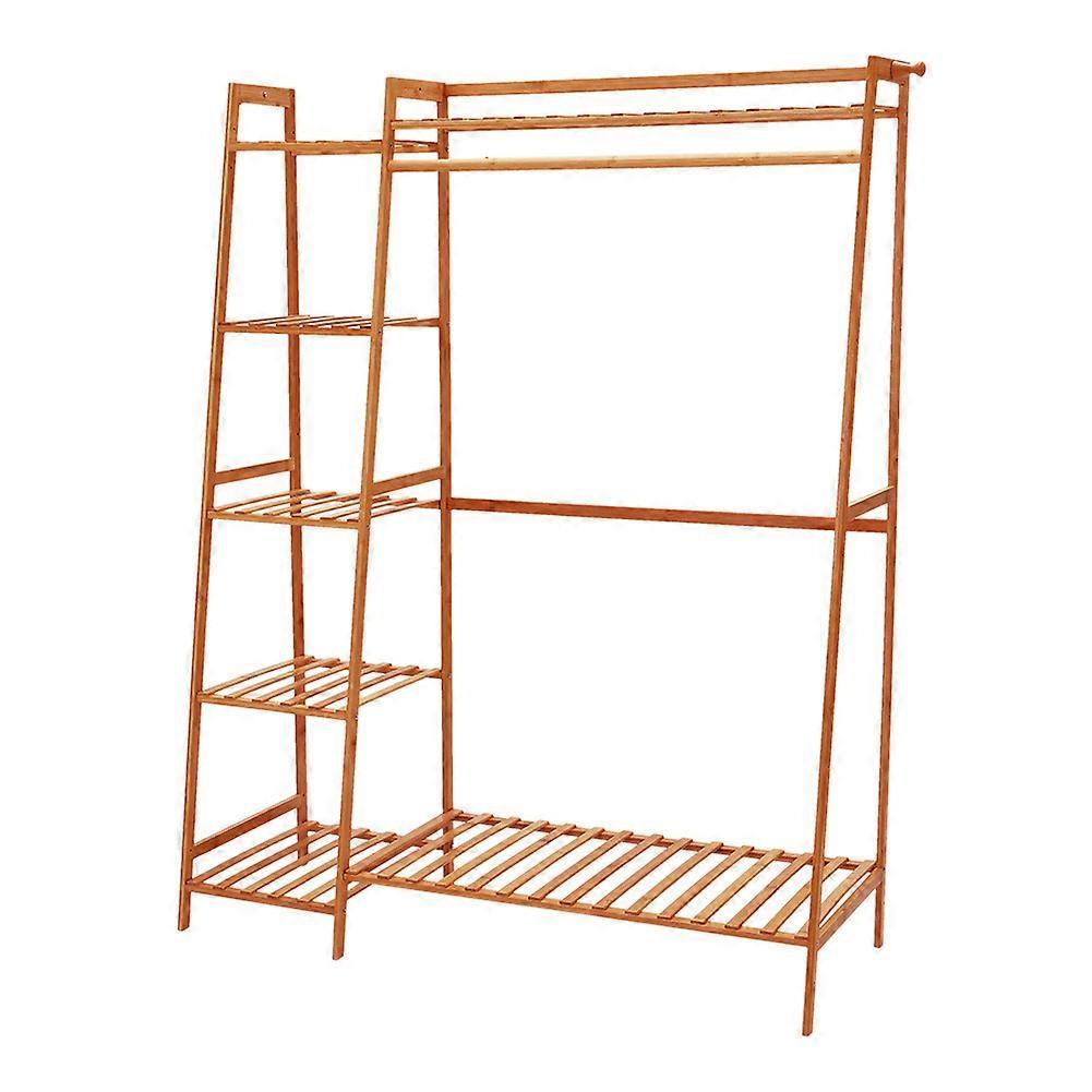 Living And Home Bamboo Bedroom Garment Clothes Rack Brown 130cm