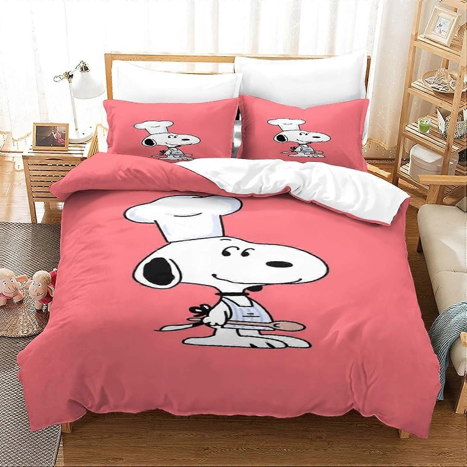 Kerota Snoopy Bedding Set, Duvet Cover and Pillowcases, Soft Microfiber with Zipper Closure for Kids and Adults  135*200 CM Single135x200cm