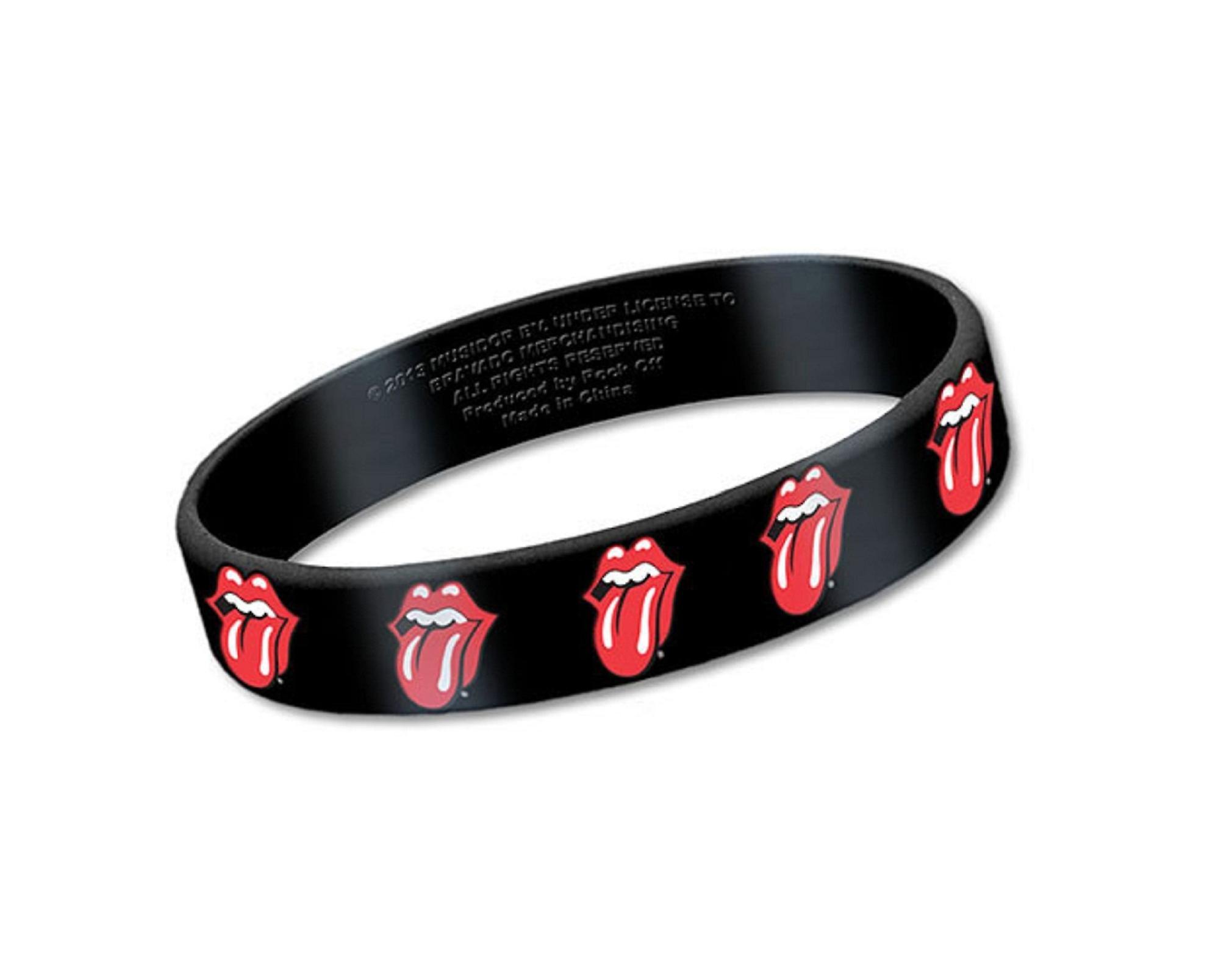 Official Wristband The Rolling Stones band logo Tongue new 24mm Rubber Black One Size