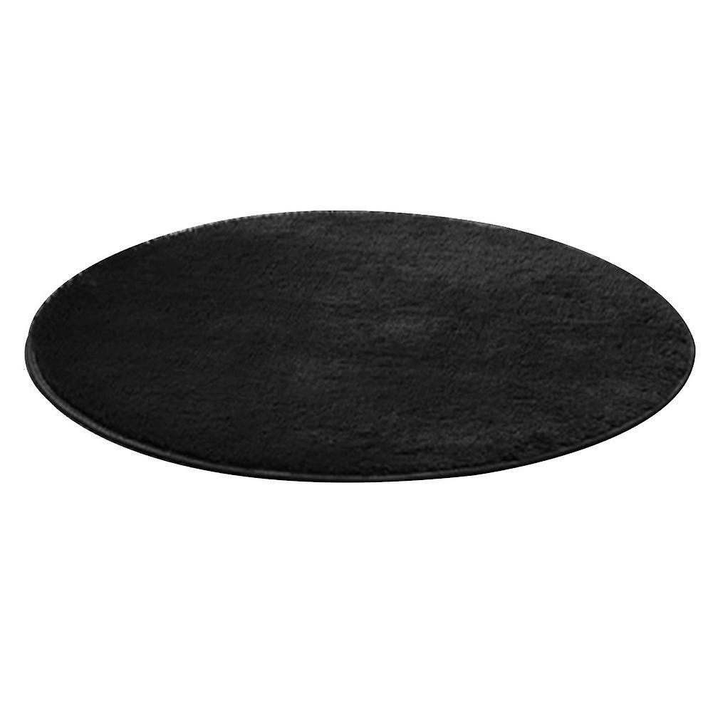 Sinknap 120cm Round Fluffy Soft Rug Anti-slip Floor Mat Carpet Cushion Bedroom Decor Black